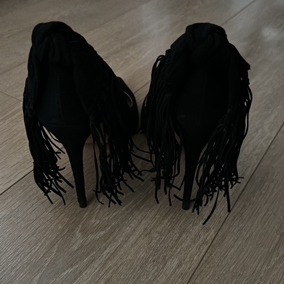 Aquazzura Black Fringe Tie Pump 105 - Picture 4 of 8